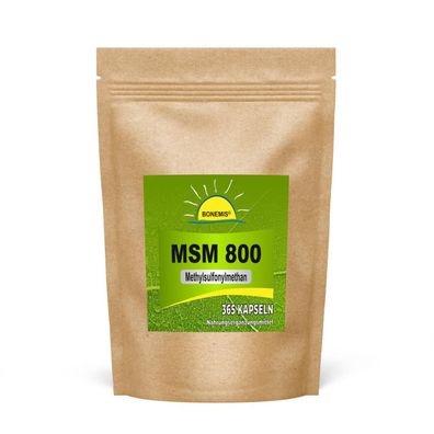 MSM, 365 vegane Kapseln à 800 mg im Beutel, Premium-MSM (hochrein), Bonemis®