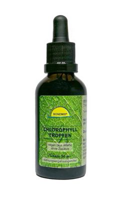 Chlorophyll Tropfen, vegan (aus Alfalfa), ohne Zusätze, 50 ml, Pipette, Bonemis®