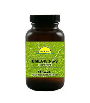 Omega 3-6-9, 90 hochdosierte Softgelkapseln à 1400 mg, Premiumqualität, Bonemis®