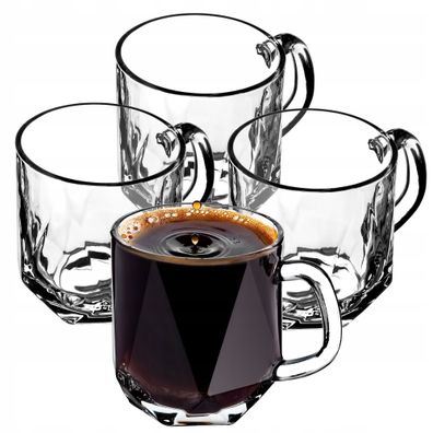 KADAX Gläser mit Griff für Tee und Kaffee, Teegläser aus dickem Glas 300ml