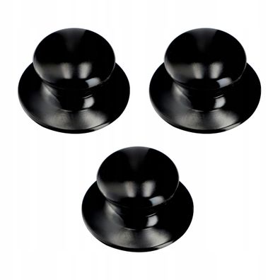 KADAX Topfdeckelgriff, aus Kunststoff und Edelstahl, 3 Stück, Schwarz Glänz