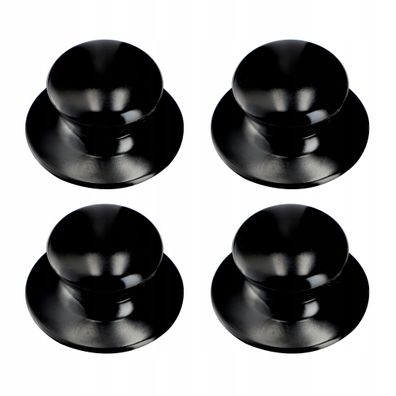 KADAX Topfdeckelgriff, aus Kunststoff und Edelstahl, 4 Stück, Schwarz Glänz