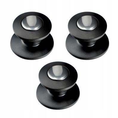 KADAX Topfdeckelgriff, aus Kunststoff und Edelstahl, 3 Stück, Schwarz-Silber