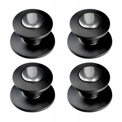 KADAX Topfdeckelgriff, aus Kunststoff und Edelstahl, 4 Stück, Schwarz-Silber