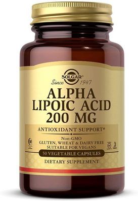 Solgar, Alpha Lipoic Acid, 200 mg, 50 Veg. Kapseln
