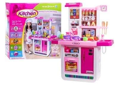 Interaktive Kinderküche mit Kühlschrank, rosa