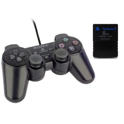 Original Playstation 2 Controller - Pad in Schwarz + original 8 Mb Memory Card in ...