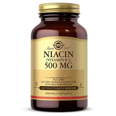 Solgar, Niacin (Vitamin B3), 500mg, 100 Veg, Kapseln