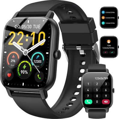 Smartwatch für Damen Herren, 1,85 Zoll Touchscreen mit Bluetooth Anrufe, IP68