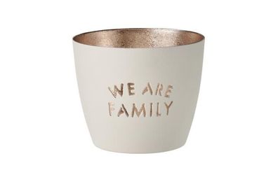 Madras Windlicht M Weiss/ Gold We are family, 1063304001 1 St