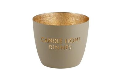 Madras Windlicht M Candle light dinner sandstone/ Gold, 1100904029 1 St