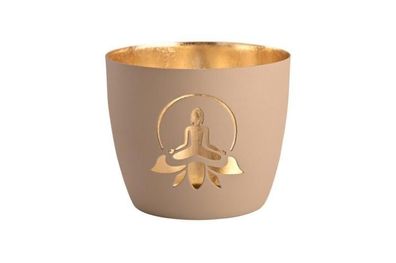Gift Company Madras, Windlicht, M, Lotus Yoga Silhouette, sand/ gold, 1145104029 1 St