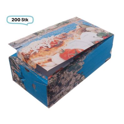 Pizzakarton Pizzabox Calzone Positano 27X 16X 7 cm weiß mit Neutraldruck 200 Stk, to