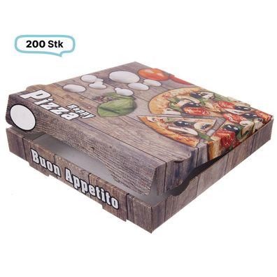 Pizzakarton Pizzabox 29x29x4 weiß mit Neutraldruck 200 Stk, to go, take away, kompost