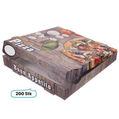 Pizzakarton Pizzabox 33x33x4 weiß mit Neutraldruck 200 Stk, to go, take away, kompost