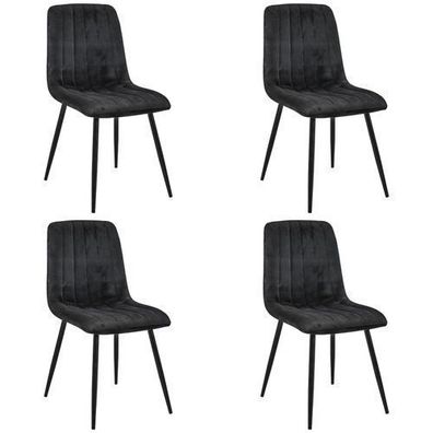 Esszimmerstühle mit Samt 4er Set AKORD SJ.9 Gepolsterter Stuhl aus Velours in Schwarz