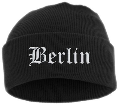 Berlin Umschlagmütze - Altdeutsch - Bestickt - Mütze mit breitem Umschla...