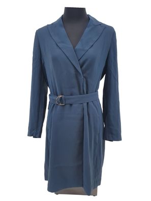 H&M Blazerkleid Kleid Blau Navy Gr. 40 L Wickelschnitt Wickelkleid Damen Blazer