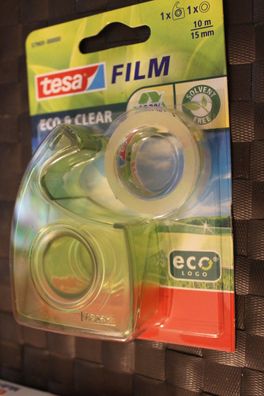 tesa Film; Eco & clear; Abroller mit Klebe-Film 15 mm x 10 m