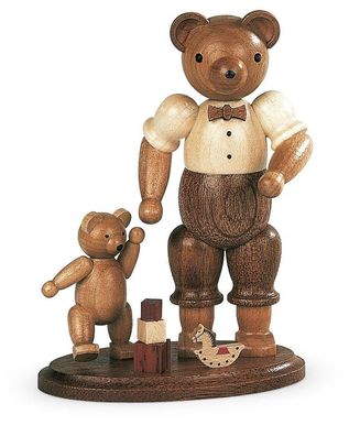 Bärensammelfigur Bärenvater mit spielendem Kind natur klein Höhe 10 cm NEU Bär