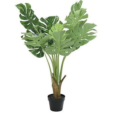 Künstliche Pflanze im Topf Monstera Dekoration Realistisch Blätter 90cm Zimmerpflanze
