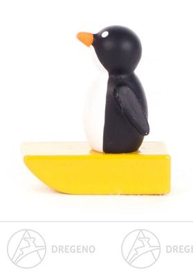 Miniatur Pinguin auf Schlitten klein, gelb BxHxT 2 cmx2 cmx1 cm NEU Erzgebirge