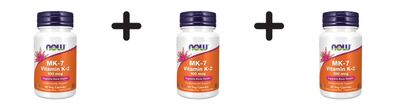3 x Now Foods Vitamin K2-MK7 100 mcg (60 Caps) Unflavored
