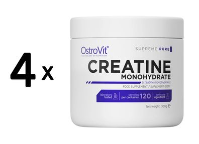 4 x OstroVit Supreme Pure Creatine Monohydrate (300g) Unflavoured