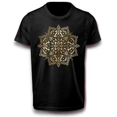 Goldenes Yoga Meditation Mandala T-Shirt Design 122 - 3XL Baumwolle Spaß Geschenkidee