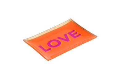 Gift Company Love Plates, Glasteller M, Love, Goldrand, orange, 1088204011 1 St