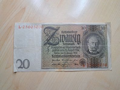 20 Reichsmark Reichsbanknote Drittes Reich Berlin 1929