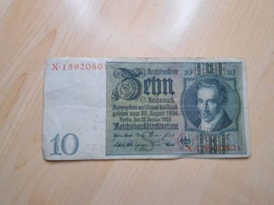 10 Reichsmark Reichsbanknote Drittes Reich Berlin 1929