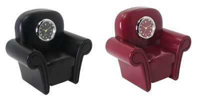 Designer Tischuhr Sessel aus Metall - Farbe: rot