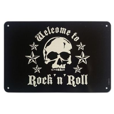Blechschild Skull Welcome To Rock'n'Roll 24x16 cm 100707