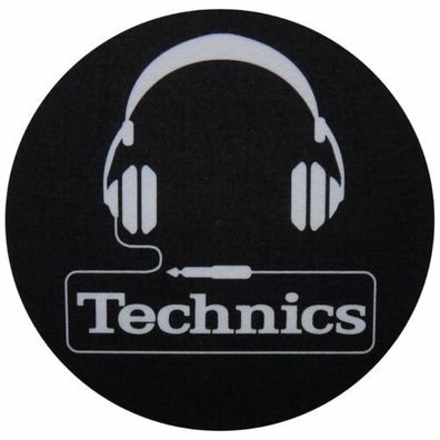 Slipmat Technics Headphone Silber auf schwarzem Hintergrund 1 Stück 0020101712-1