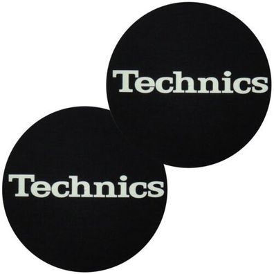 Slipmat Technics Schwarz Logo Gelb leuchtend 1 Paar 1 Pair