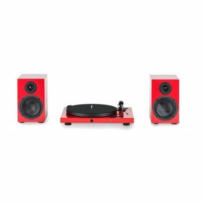 Pro-Ject Juke Box E HiFi-Set Rot Plattenspieler + Verstärker + Speaker Box 5