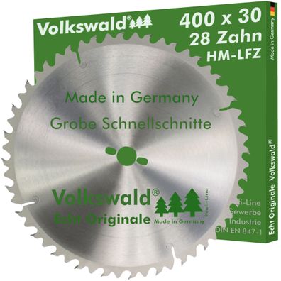 Volkswald ® HM-Sägeblatt LFZ 400 x 30 mm Z= 28 Kreissägeblatt Hartholz