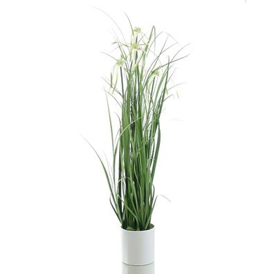 GASPER Sternsegge Weiß im weißen Melamintopf ca. 62 cm - Kunstpflanzen