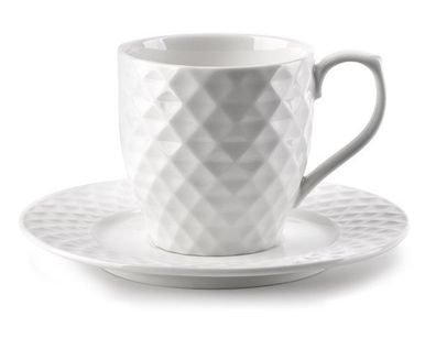 Tasse mit Untertasse 230 ml Porzellan weiß Teetasse Kaffeetasse Deko Keramiktasse