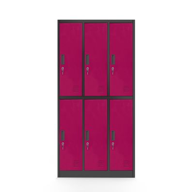 Schließfachschrank Spind Umkleideschrank anthrazit-rosa 185x90x45