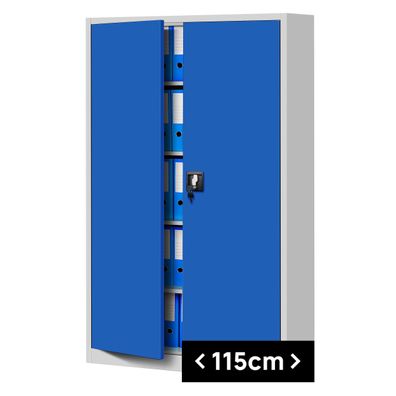 Aktenschrank Büroschrank Stahlschrank grau-blau 185x115x40