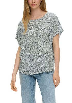 QS by s. Oliver Oversize-Bluse mit Blumenmuster in Grau