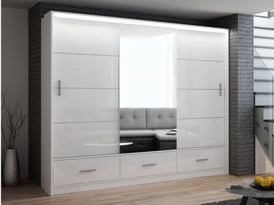 Kleiderschrank SYLIA, 250 cm Tür, Garderobenschrank, Schlafzimmermöbel