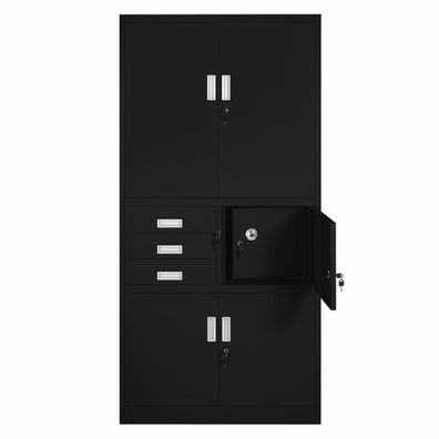 Aktenschrank Büroschrank Stahlschrank schwarz 185x90x40