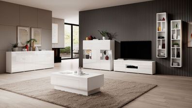 Wohnzimmer-Set TOLEDO 2 weiß / weiß hochglanz
