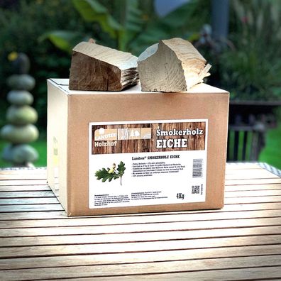 Landree® BBQ Smokerholz Smoker Holz Eiche ohne Rinde 4kg