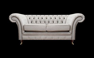Polstermöbel Grau Zweisitzer Sofa Couch Wohnzimmer Chesterfield