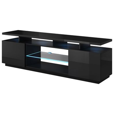 TV Lowboard EVA schwarz / schwarz hochglanz