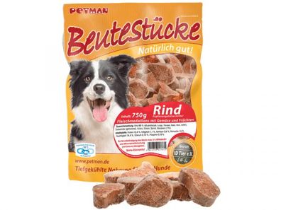 Petman Beutestücke Rind Hundefutter 750 g (Inhalt Paket: 8 Stück)